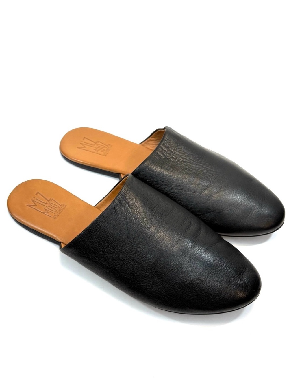 Miz Mooz Black Leather Slip-On Mules/Slides | 41